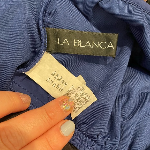 La Blanca Swim La Blanca Lace Up Back Blue One Piece Swimsuit